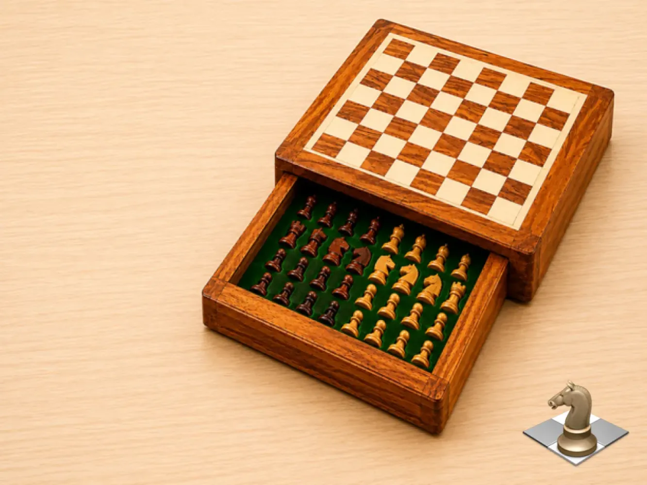 Portable Magnetic Chess Set for Travel – Handmade Wooden Folding Chess Board Game-5inch