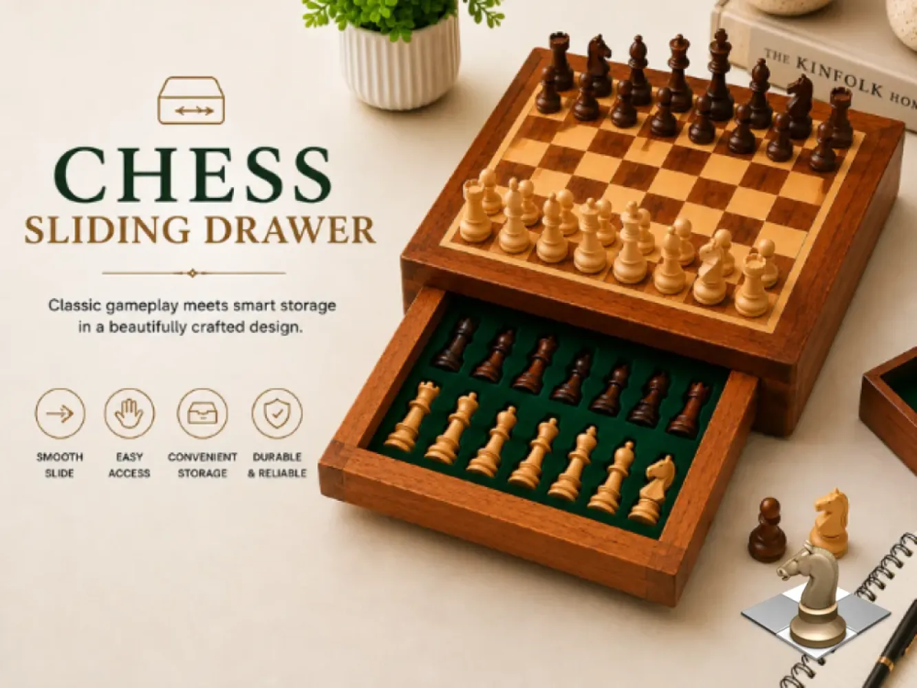 Handmade Maple Wood Chess Board Set 5 Inch – Compact Strategy Game